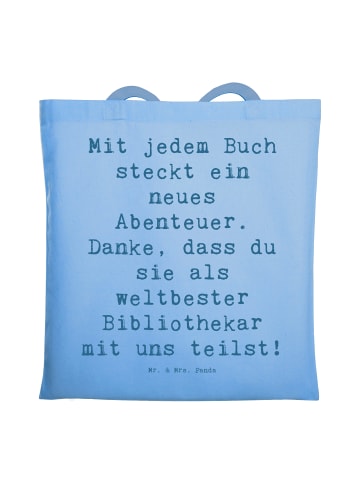 Mr. & Mrs. Panda Tote Bag Spruch Bibliothekar Abenteuer mit Spruch in Sky Blue