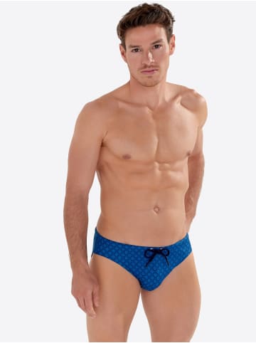 HOM Badehose Swim Mini Brief Hendaye in blue print