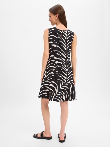 OPUS Kleid Wenola leaves in schwarz weiß - 0001