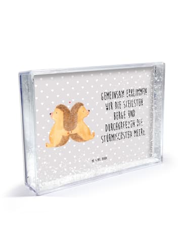 Mr. & Mrs. Panda Bilderrahmen Igel händchenhaltend mit Spruch in Grau Pastell