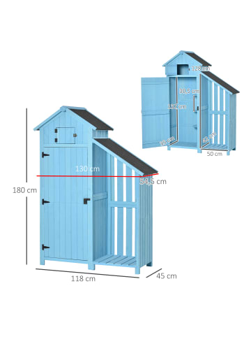 Outsunny Gerätehaus,130cm x 54,5cm x 180cm,blau
