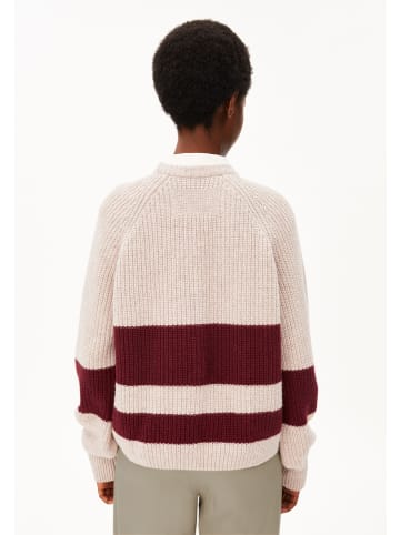 armedangels Strickpullover Rib Striped in beige bordeaux - 0001