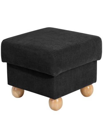 58 aufm Kessel HOCKER Kasha Bezug Veloursstoff Buche natur / schwarz