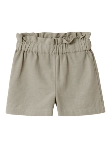 name it Leinen Sommer Shorts mit Markantem Gittermuster in Beige