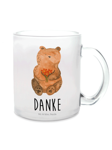Mr. & Mrs. Panda Trinkglas Bär Dankbar mit Spruch in Transparent