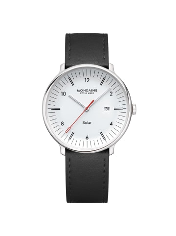 Mondaine Herrenuhr Doppio Solar Schwarz/Weiß 41 mm
