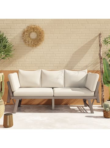 ABRIHOME Gartensofa in Beige 3-Sitzer mit Liegefunktion klappbaren Armlehnen