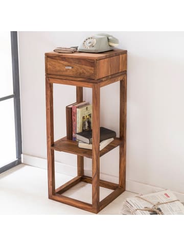 FineBuy Beistelltisch in Braun / Sheesham / 35x35x90