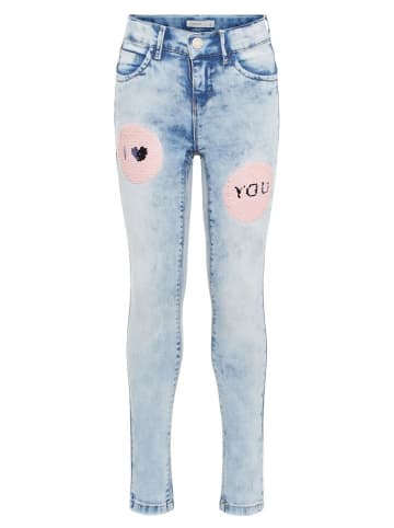 name it Mädchen Jeanshose Pailletten in Blau