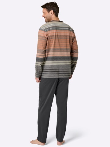 hajo Schlafanzug in schoko-terra-gestreift