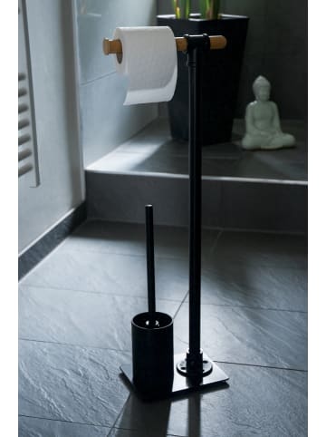Wenko Toilettenpapierständer mit WC-Bürste FORLI in Schwarz, 25 x 72,5 x 15 cm
