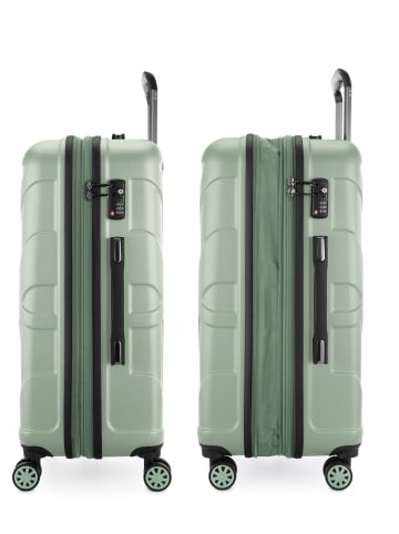 suitline 3er Kofferset Rollkoffer Hartschalen-Koffer Reisetrolleys TSA in Mint