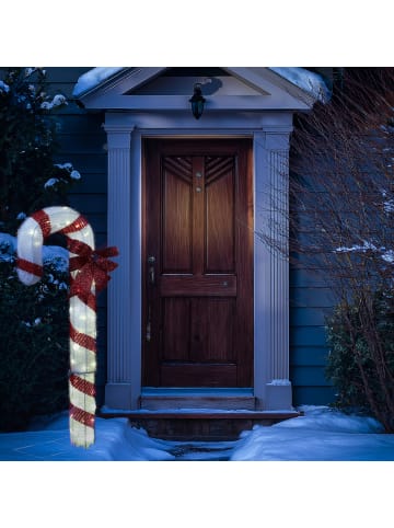MARELIDA LED Zuckerstange XXL Gartendeko Weihnachtsdeko H: 1,5m in rot, weiß
