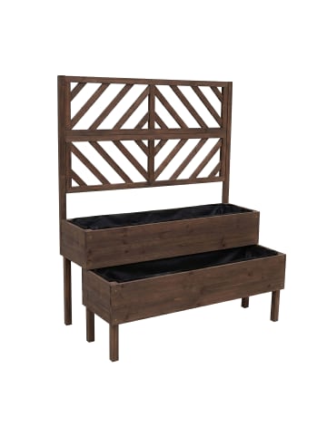 relaxdays Blumenkasten mit Spalier in Dunkelbraun - (B)109 x (H)135 x (T)62 cm