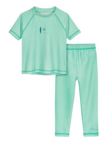 Playshoes UV-Schutz Shirt 1/1-Arm Surfbrett Palme m Legging in mint