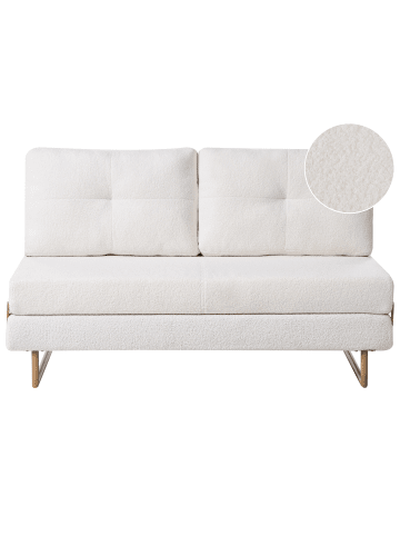 Beliani Schlafsofa JERSLEV in Weiß/Braun - (W) 150 x (H) 87 x (L) 84 cm