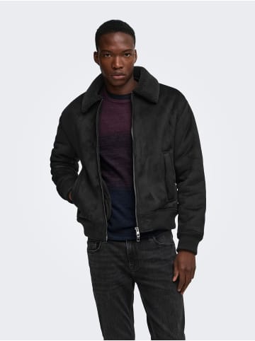 ONLY & SONS Teddyfell Jacke in Black