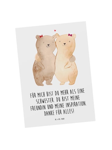 Mr. & Mrs. Panda Postkarte Meine Schwester mit Spruch in Weiß