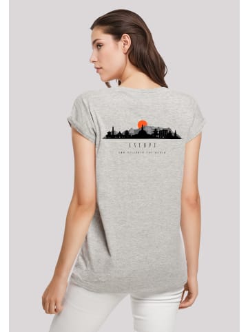 F4NT4STIC Extended Shoulder T-Shirt Escape Discover the World Asian Town in grau meliert