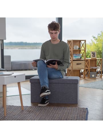 relaxdays Faltbare Sitzbank in Dunkelgrau - (B)76 x (H)38 x (T)38 cm