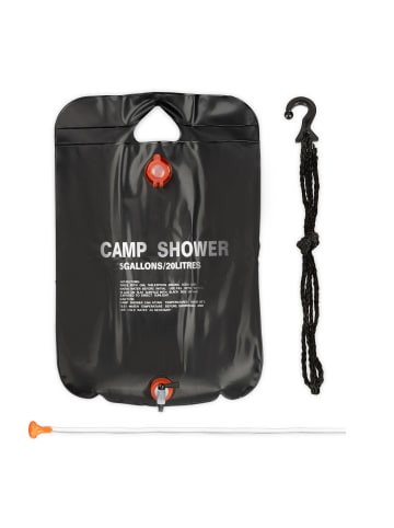 relaxdays 9x Campingdusche in Schwarz - 20 l