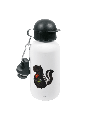 Mr. & Mrs. Panda Trinkflasche Stinktier Blume ohne Spruch in Weiß