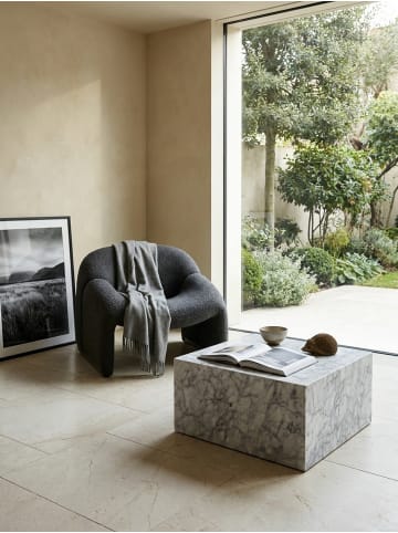 KADIMA DESIGN Couchtisch MONOBLOC 60x30x60 cm Hochglanz mit Marmor Optik Weiß in Grau