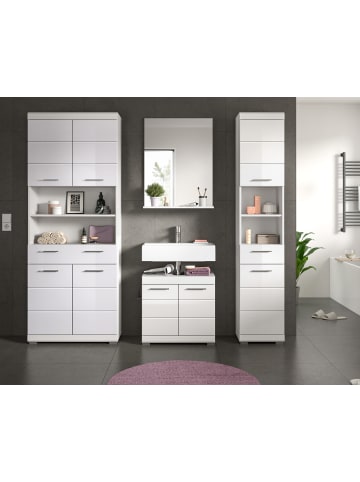Inn.Furn Badmöbel-Set weiß Hochglanz 4-teilig 200 cm, Komplettset mit viel Stauraum