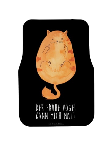 Mr. & Mrs. Panda Auto Fußmatte Katze Frühaufsteher mit Spruch in Schwarz