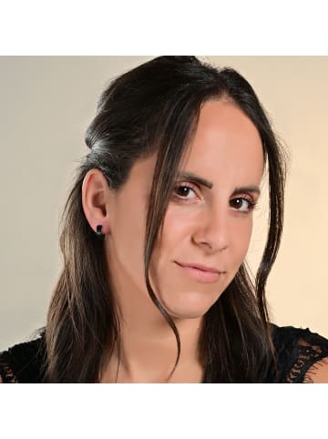 Adeliás Damen Ohrringe – Klappcreole aus Edelstahl in schwarz