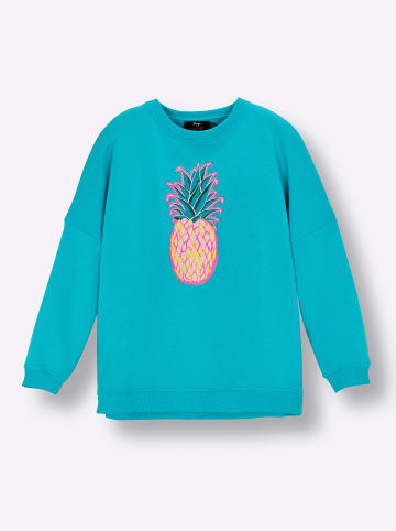 sheego Sweatshirt in türkis-pink-bedruckt