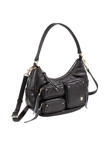 DuDu Pocket Schultertasche Leder 30 cm in nero