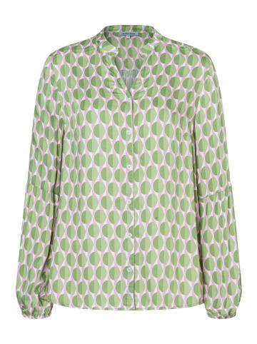 More & More fließende Langarmbluse, bedruckt in green/rose
