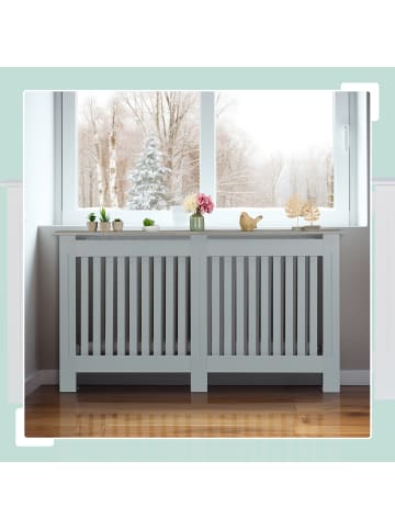 relaxdays Heizkörperverkleidung in Grau  - (B)152 x (H)83 x (T)19 cm