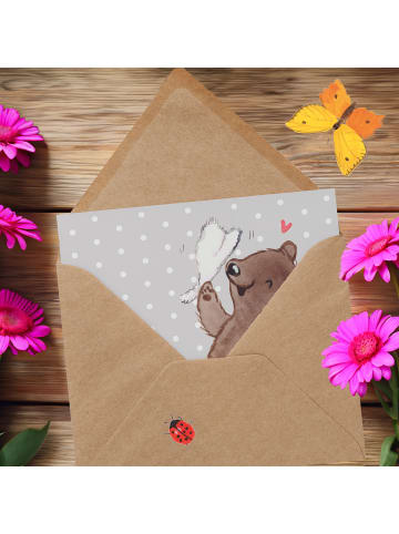 Mr. & Mrs. Panda Glückwunschkarte Saunameister Herz ohne Spruch in Grau Pastell