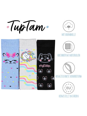 TupTam Mädchen Knielange Socken Gemustert 3er Pack in schwarz/blau