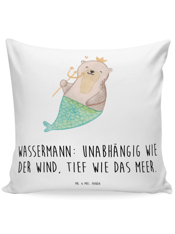 Mr. & Mrs. Panda 40x40 Kissen Wassermann Astrologie mit Spruch in Weiß