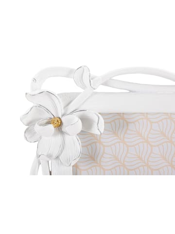 Mauro Ferretti Weißer Harzrahmen mit Blumenmuster, 29,3 x 3 x 33,5 cm