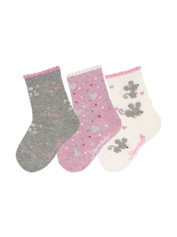 Sterntaler Socken 3er-Pack Katze in hellgrau mel.