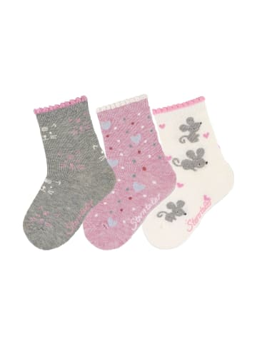 Sterntaler Socken Katze, 3er-Pack in hellgrau mel.