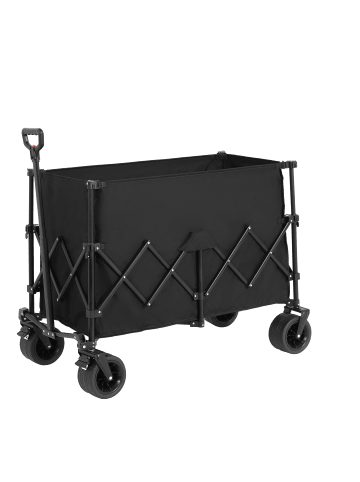 ABRIHOME Klappbarer Strandwagen in Schwarz 100 kg mit Rädern Getränkehaltern