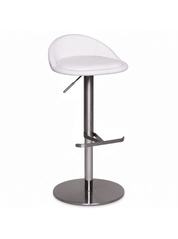 KADIMA DESIGN Barhocker DONAU | Höhenverstellbar, Edelstahl, Rückenlehne, 110kg in Weiß