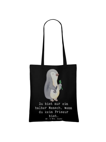 Mr. & Mrs. Panda Tote Bag Friseur Herz mit Spruch in Schwarz