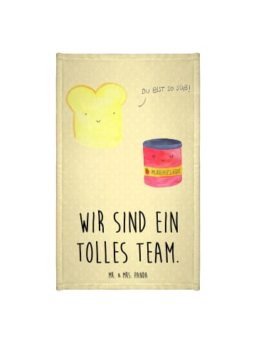 Mr. & Mrs. Panda Gästehandtuch Toast Marmelade mit Spruch in Gelb Pastell