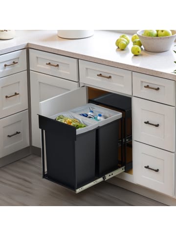 SONGMICS Abfallsammler Petaja in Schwarz - (B)36.2 x (H)44 x (T)48.6 cm - 2 x 20 L