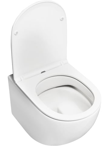 COSTWAY Keramisches Wand Toilette mit Toilettensitz in Weiß