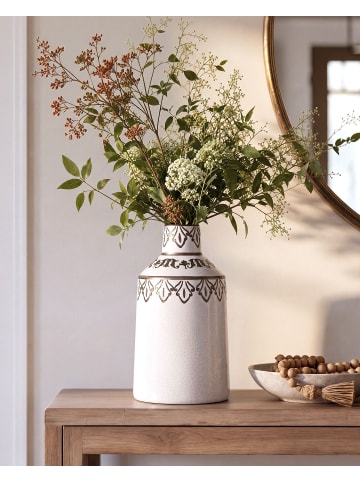 Beliani Blumenvase AMISOS in Weiß/Schwarz - (W) 14 x (H) 25 x (L) 14 cm