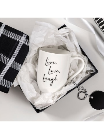 Villeroy & Boch Becher mit Henkel 'Live Love Laugh' Statement in Weiß 290 ml in weiß