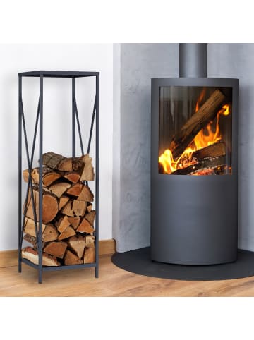 relaxdays Kaminholzregal in Grau - (B)34 x (H)112 x (T)34 cm