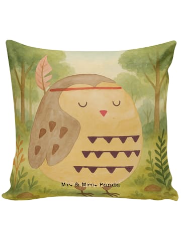 Mr. & Mrs. Panda Kissen 40x40 Eule Federschmuck Design ohne Spruch in Weiß